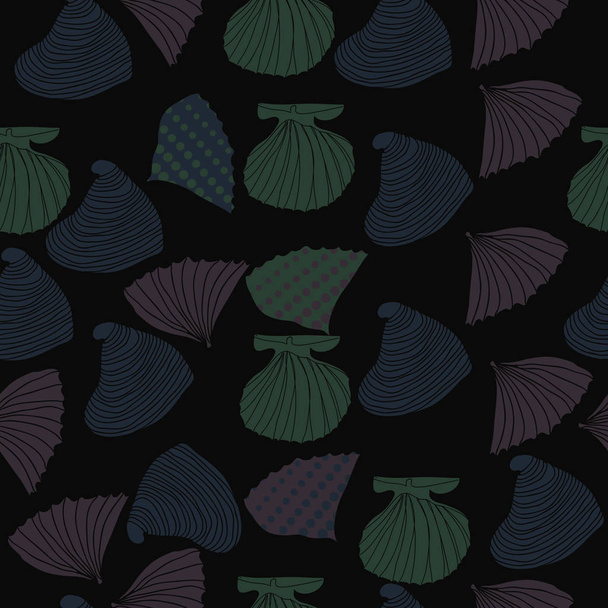 set of seashells and dots on background - Vector, Image