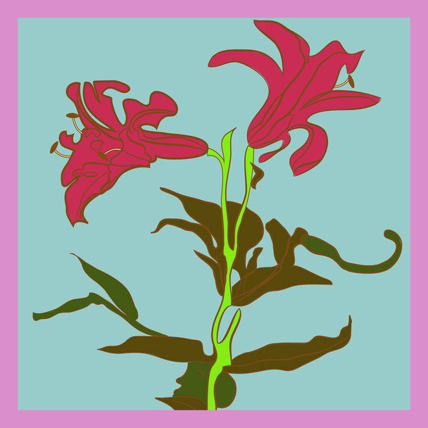 Card with colored floral motif - Вектор, зображення