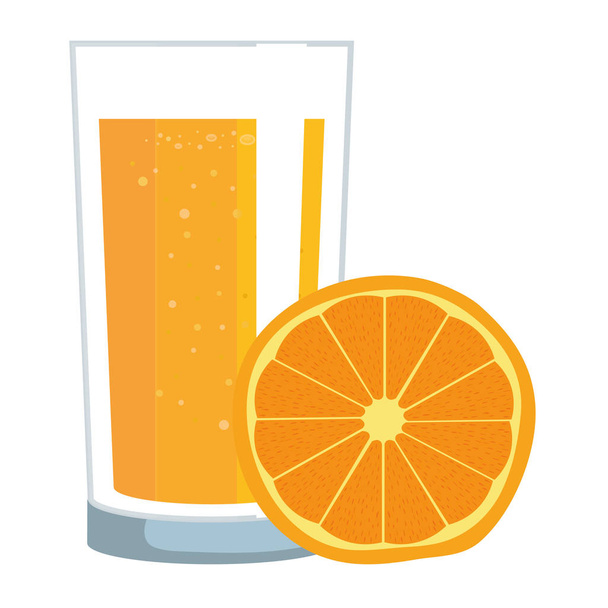 sok pomarańczowy owoce cytrusowe ze szkłem - Wektor, obraz