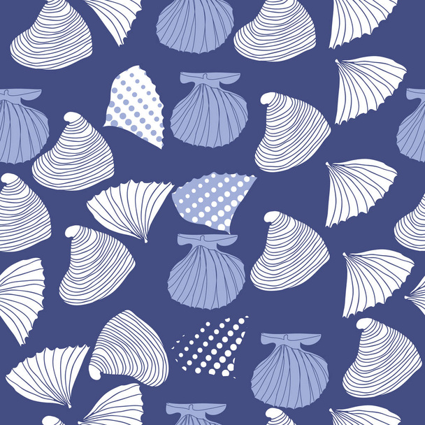 set of seashells and dots on background - Vektor, kép