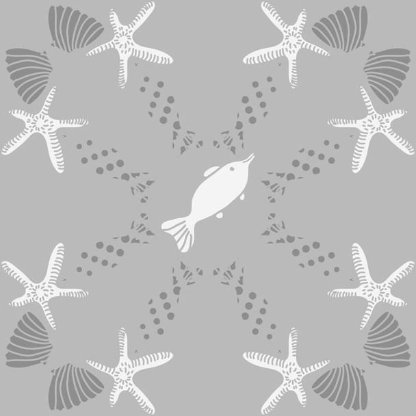 Seamless pattern of abstract simple fishes - Vector, Imagen