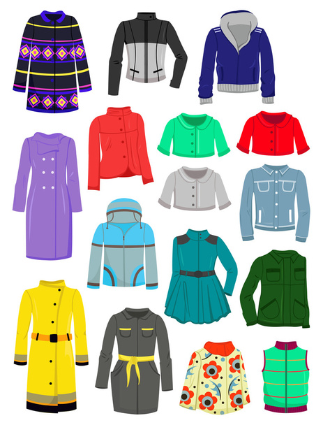 Őszi kabátok és esőkabátok - Vektor, kép