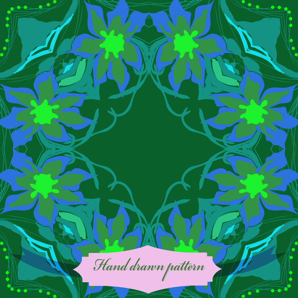 Card with floral circular pattern, simply vector illustration - Vektori, kuva