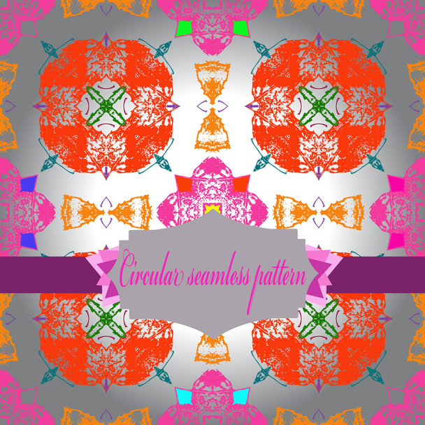 Circulair naadloos patroon van gekleurd bloemen motief - Vector, afbeelding