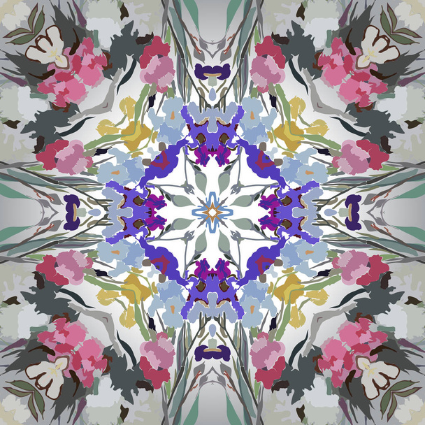 Circular seamless pattern of floral motifs, simply vector illustration - Διάνυσμα, εικόνα