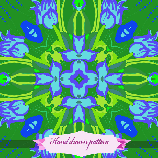 Card with circular pattern of floral motif, simply vector illustration - Wektor, obraz