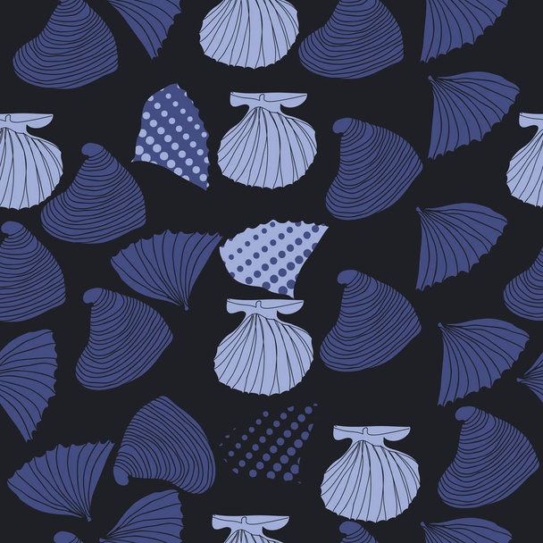 set of seashells and dots on background - Вектор,изображение
