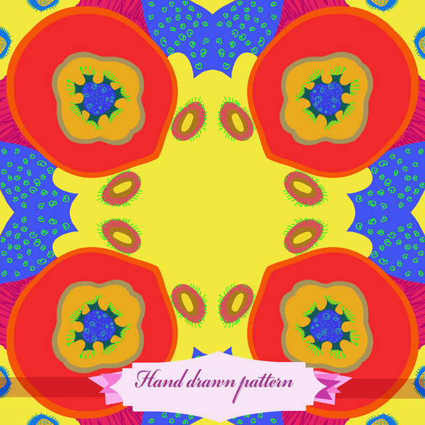 Circular seamless pattern of colored floral motif - Διάνυσμα, εικόνα