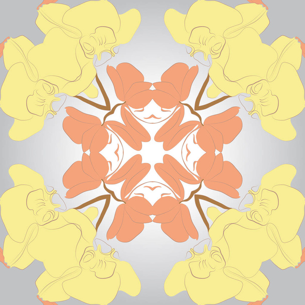 Circular seamless pattern of floral motif, simply vector illustration - Vector, afbeelding