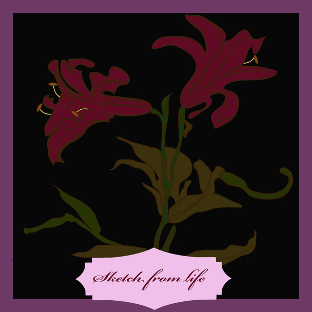 Card with colored floral motif - Vektör, Görsel