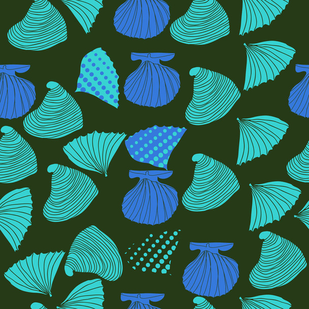 set of seashells and dots on background - Vektori, kuva