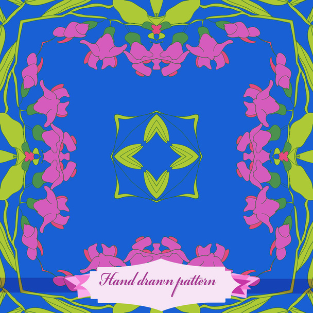 Circular seamless pattern of floral motif, simply vector illustration - Vektör, Görsel