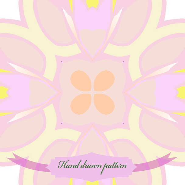 Circular seamless pattern of colored  floral motif, label. Hand drawn. - Vector, imagen