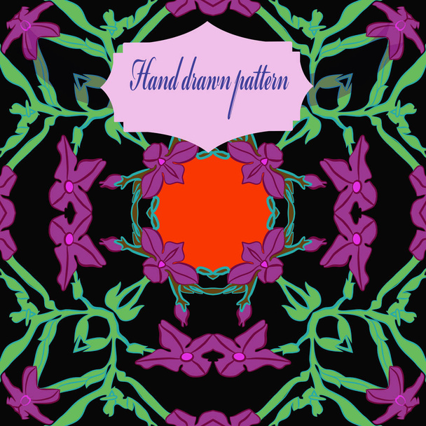 Card with circular pattern of floral motif, simply vector illustration - Vektor, kép