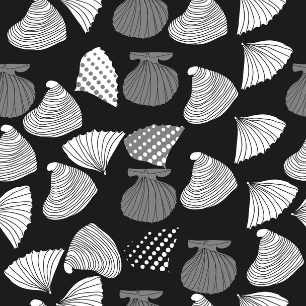 set of seashells and dots on background - Вектор, зображення