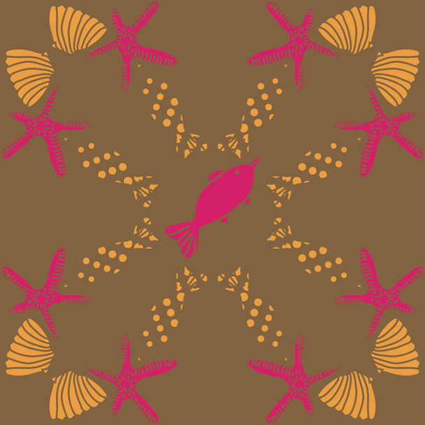 Seamless pattern of abstract simple fishes - Vektor, obrázek