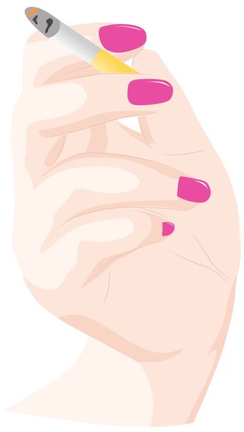 hand with a cigarette - Vector, Image