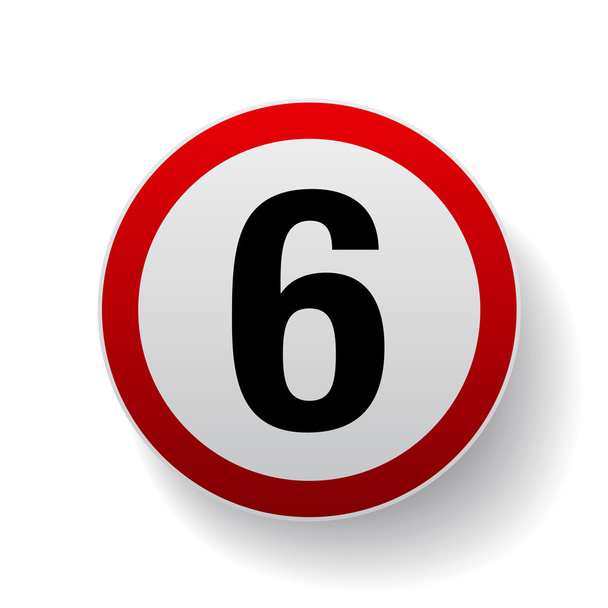 Speed sign - Number six button - Vector, Imagen