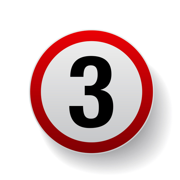 Signo de velocidad - Número tres botón
 - Vector, Imagen