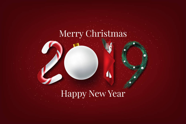 Merry Christmas and happy new year. Beautiful background with Christmas decoration - Vector, Image