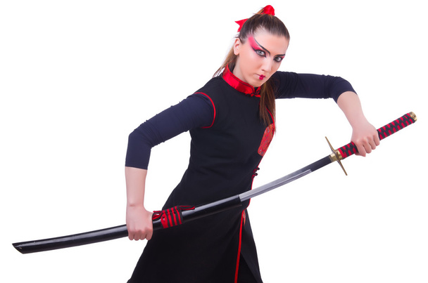 Woman in japanese martial art concept - Foto, afbeelding