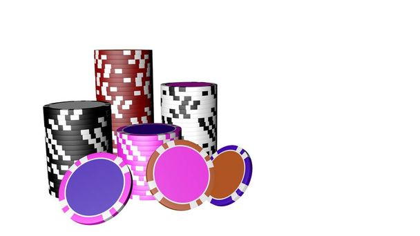Conjunto de fichas de poker de cores diferentes isoladas em fundo branco
. - Foto, Imagem