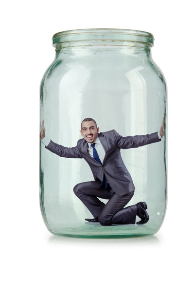 Joven hombre de negocios en frasco de vidrio
 - Foto, imagen