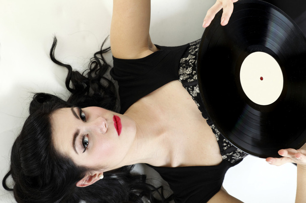 phonography analogue record Girl pin-up retro - Zdjęcie, obraz