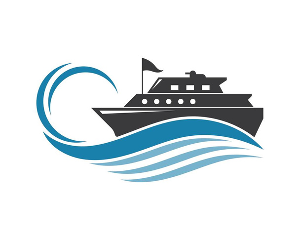 Modèle de logo de bateau de croisière illustration d'icône vectorielle  - Vecteur, image