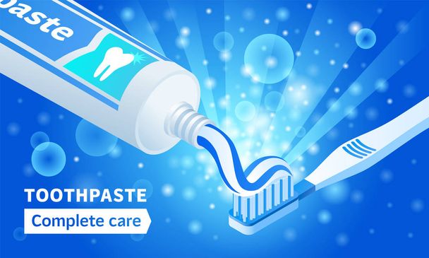 Toothpaste tube concept background, isometric style - Vector, Image