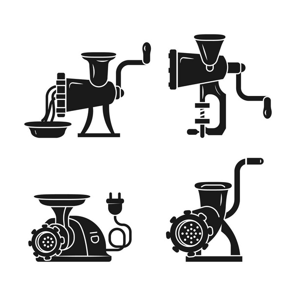 Meat grinder icons set, simple style - ベクター画像