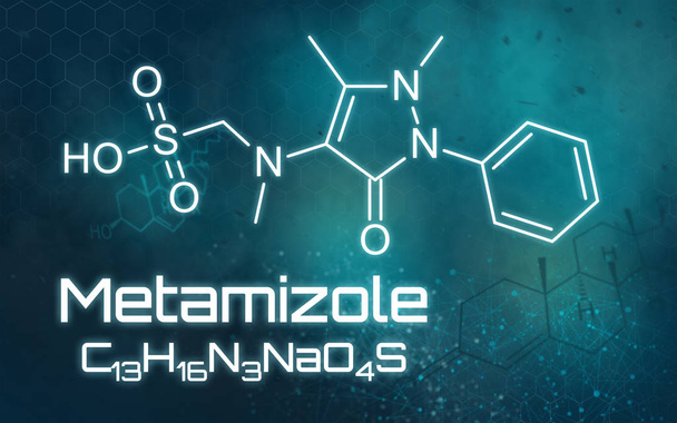 A Metamizole kémiai képlete futurisztikus háttérrel - Fotó, kép