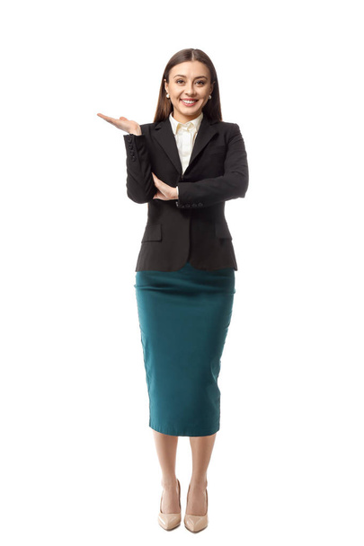 Stylish businesswoman on white background - Фото, изображение