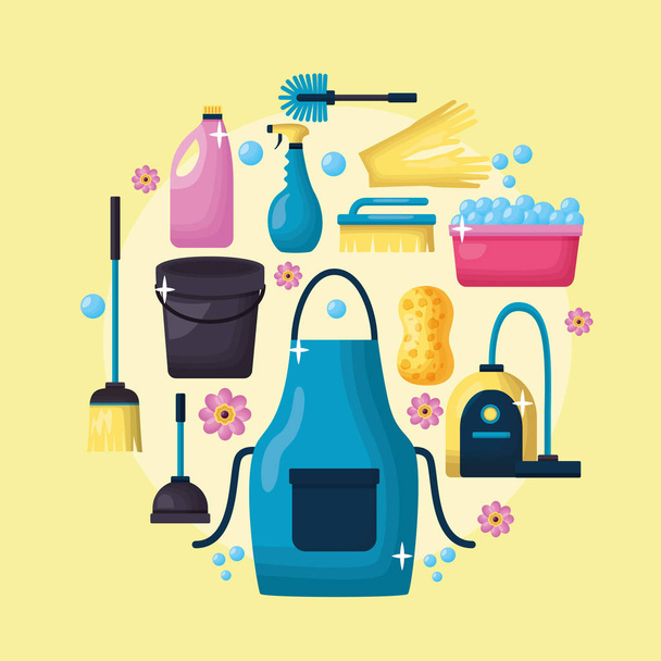 Herramientas de limpieza de primavera
 - Vector, imagen
