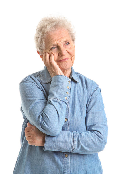 Portrait of senior woman on white background - Foto, Bild