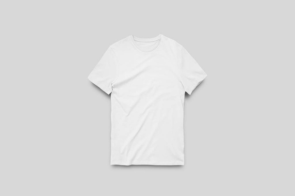 T-Shirts Blank White Maquette sur fond gris doux, vue de face. Prêt à remplacer votre design.High photo de résolution
. - Photo, image