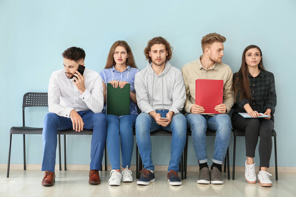 Young people waiting for job interview indoors - Photo, Image