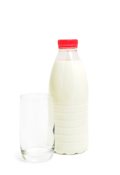 Milk in the bottle on white background - Фото, зображення