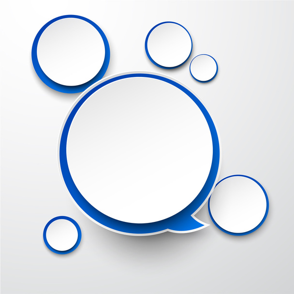 Paper white-blue round speech bubbles. - Vetor, Imagem