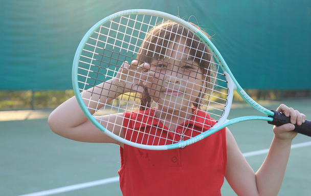 Portrait of sporty beautiful asian girl tennis player - Foto, Imagem