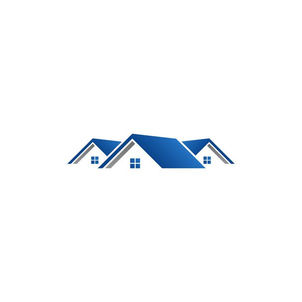 不動産建設ロゴデザインベクトル テンプレートハウスと青灰色の建物 - ベクター画像