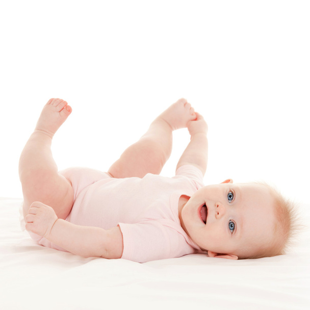 Cute baby with beautiful blue eyes on the white background - Foto, Imagem