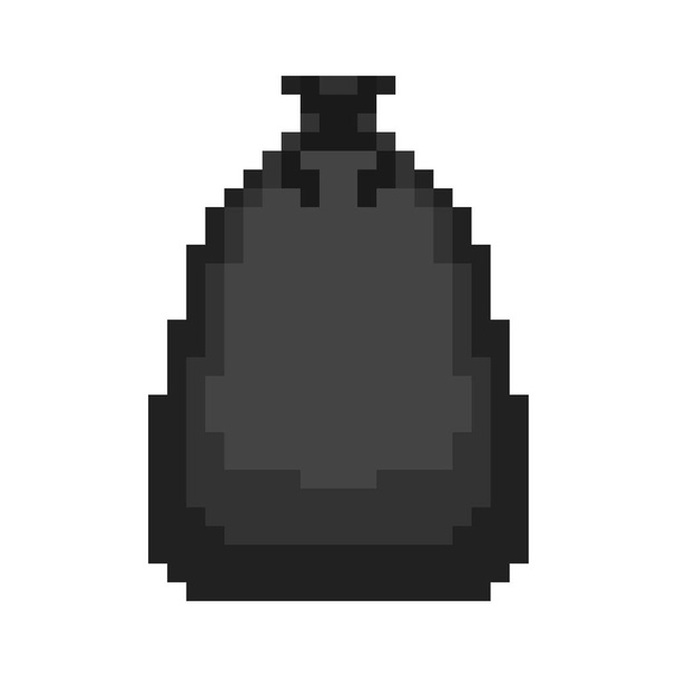 Vuilnis zak pixel art. vuilnis zwarte zak 8 bit. Vector Illustra - Vector, afbeelding