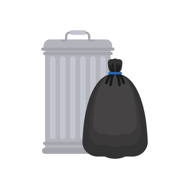 ゴミ箱とゴミ袋ゴミ箱と黒い袋ゴミ箱  - ベクター画像