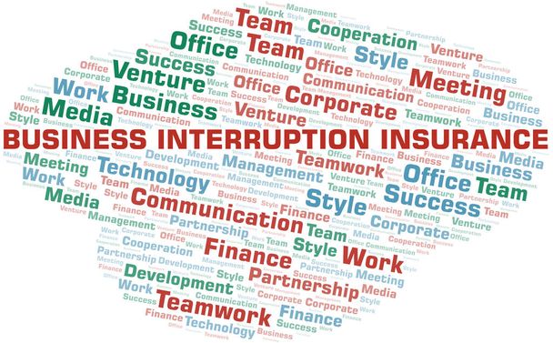 Business Interruzione Assicurazione parola cloud. Collage realizzato solo con testo
. - Vettoriali, immagini