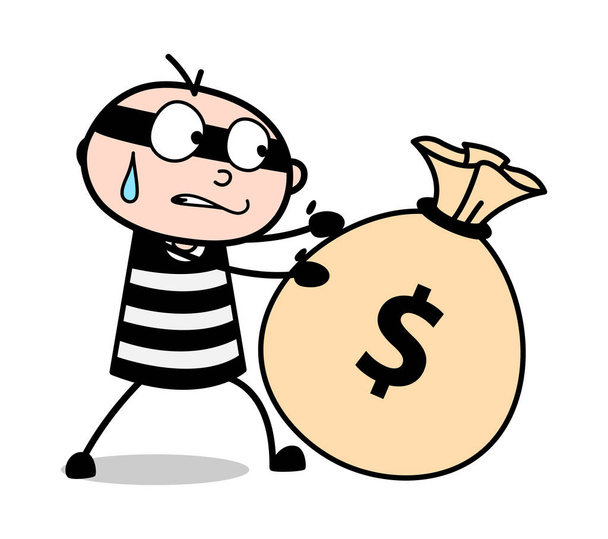 Holding a Big Parcel of Money - Cartoon thief criminal Guy Vecto - Vector, Image