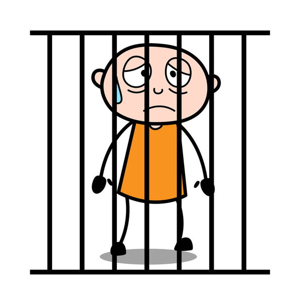 Sad Prisoner - Cartoon thief criminal Guy Vector Illustration - Vector, Image