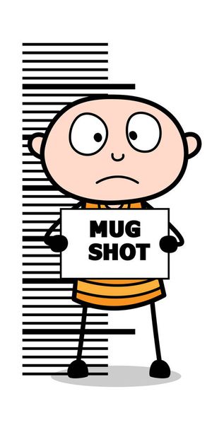 Więzień mugshot-Cartoon złodziej karnego Guy Vector Ilustratio - Wektor, obraz