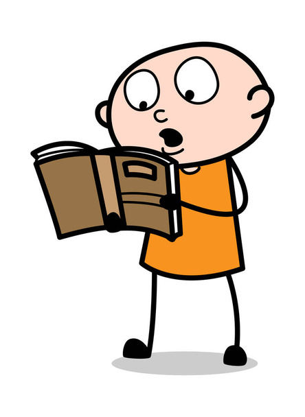 Reading Book - Cartoon thief criminal Guy Vector Illustration - Vector, Image