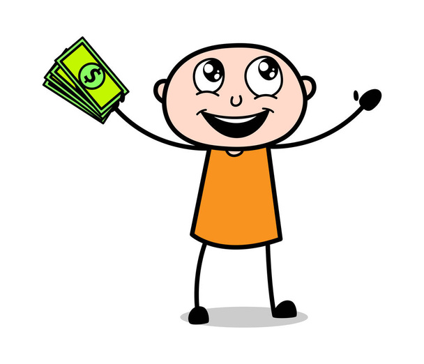 Excited with Money - Cartoon thief criminal Guy Vector Illustrat - Vector, Image